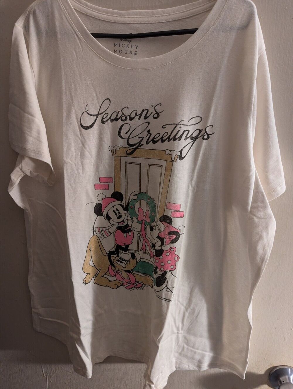 Plus Size Mickey Mouse and Minnie Mouse Seasons Greetings Graphic Tee Size 2XL